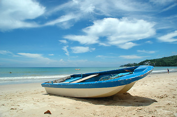 Image showing Blue and white Boat