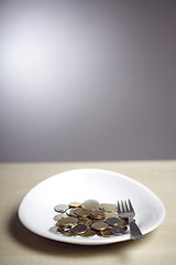 Image showing Coins on a plate