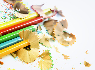 Image showing Pencils and wood shavings