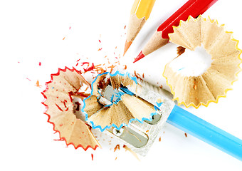 Image showing Pencils and sharpener