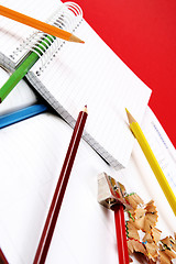 Image showing Color pencil and agenda