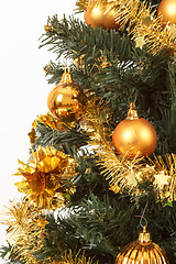 Image showing yellow decorated christmas tree 