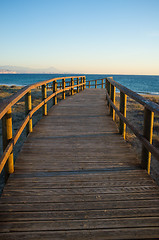 Image showing Footbridge towards the Mediterranean