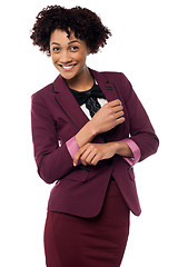 Image showing Businesswoman striking stylish pose, confidently