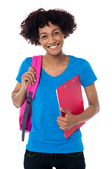 Image showing Cheerful student is all set to attend her classes