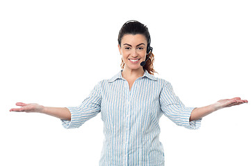 Image showing Cheerful customer support service operator