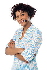 Image showing Confident smiling female telecaller