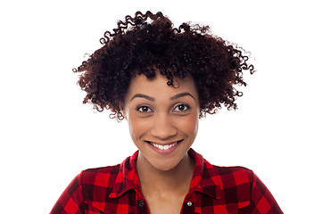 Image showing Face closeup of curly haired afro american model