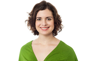 Image showing Pretty curly haired woman on white background