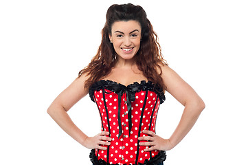 Image showing Stylish woman in corset top striking a pose