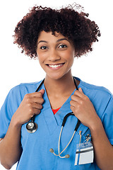 Image showing Lady physician with stethoscope around her neck