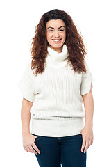 Image showing Portrait of charming girl in high neck sweater