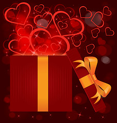 Image showing Magic light gift box hearts 
