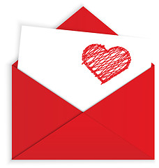 Image showing Heart crayon on red envelope 