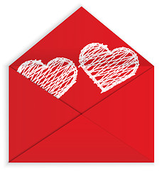 Image showing Heart white crayon inside envelope