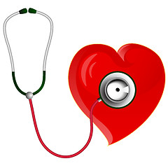 Image showing Red heart with Stethoscope 