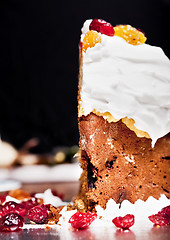 Image showing Christmas cake slice closeup