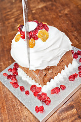 Image showing Cutting christmas cake