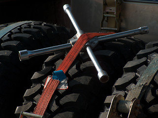 Image showing ScrutineeringLug Wrench On Tire