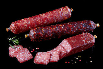 Image showing salami sausages