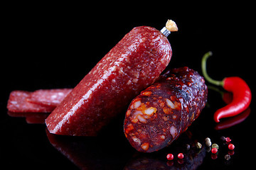 Image showing salami sausages