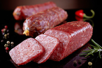 Image showing salami sausages