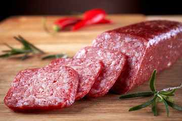 Image showing salami sausages