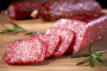 Image showing salami sausages