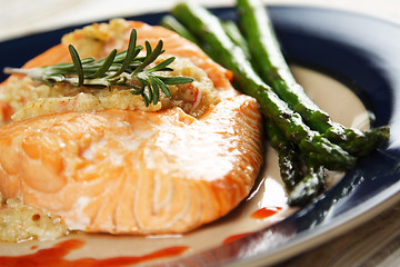 Image showing Baked stuffed salmon