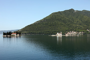 Image showing View on St.George (left) and Our Lady of the rocks (right), Perast, Montenegro