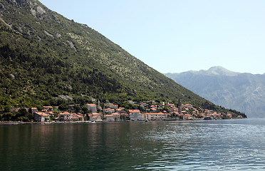 Image showing Beautiful landscape of Perast - historic town on the shore of the Boka Kotor bay, Montenegro, Europe.