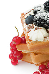 Image showing Belgian Waffle and Berries