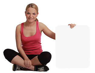 Image showing Young Woman with a Blank Board