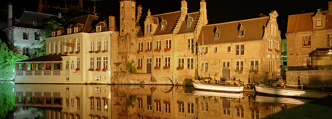 Image showing canal at night in bruges