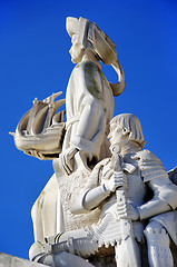 Image showing Sculpture on the Discoveries monument in Lisbon, Portugal 