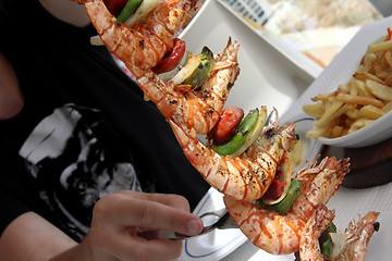 Image showing Shrimp skewer