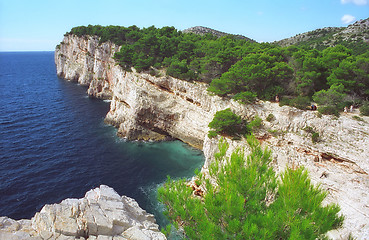 Image showing Adriatic summer sunny coast cliff  Croatia