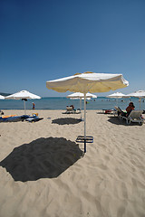 Image showing Umbrellas and beach