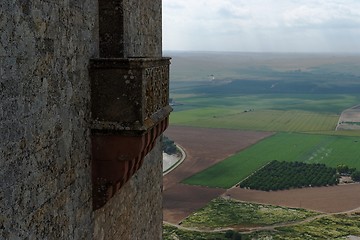 Image showing Small balcony on tower of Almodovar Del Rio medieval castle in Spain