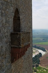 Image showing Small balcony on tower of Almodovar Del Rio medieval castle in Spain