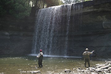 Image showing fishing at the waterfalls