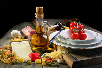 Image showing Ingredients for making a romantic dinner.