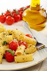 Image showing Italian pasta with tomatoes.