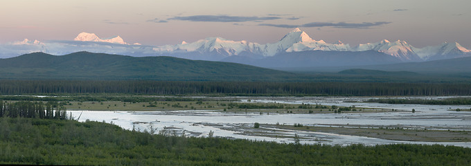 Image showing Summer dawn panorama