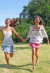 Image showing Girls running