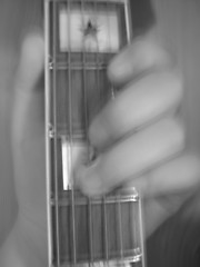 Image showing Playing guitar black&white