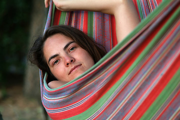 Image showing woman in hammock