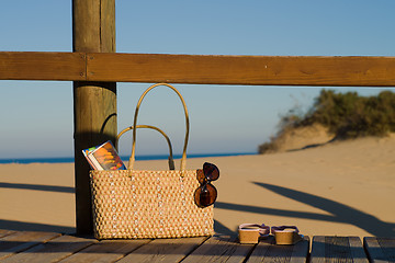 Image showing Handbag on the beach