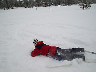 Image showing Boy who have falling in the snow