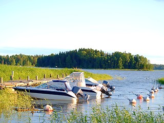 Image showing Boats at pier